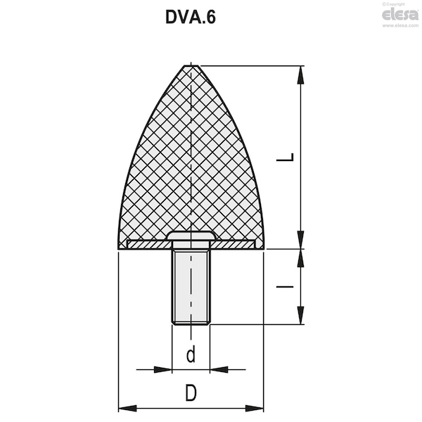 Threaded Stud, DVA.6-30-36-SST-M8-20-55